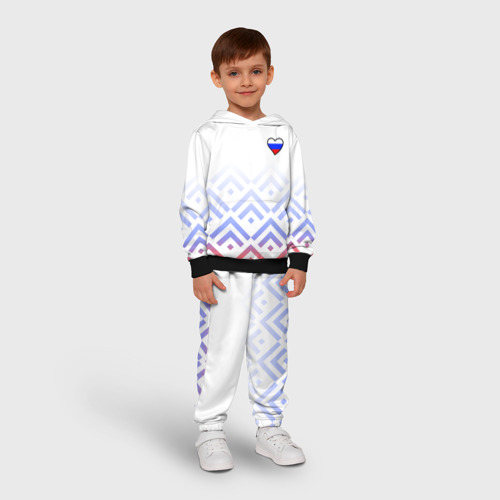 Детский костюм с толстовкой с принтом Сердечко России - треугольники, фото на моделе #1