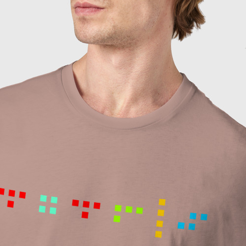 Мужская футболка хлопок с принтом Минималистичный дизайн с названием игры Тетрис, фото #4