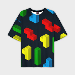 Мужская футболка oversize 3D Крупные фигуры из игры Тетрис