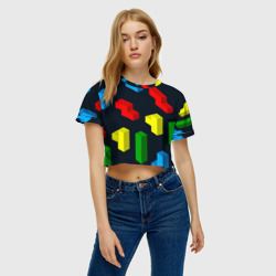 Женская футболка Crop-top 3D Крупные фигуры из игры Тетрис - фото 2