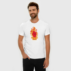 Мужская футболка хлопок Slim Ванпанчмен кулак и огонь - фото 2