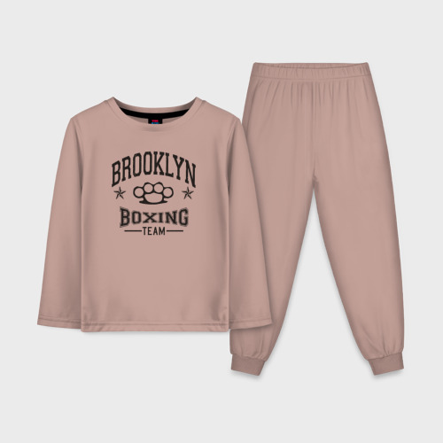 Детская пижама с лонгсливом хлопок с принтом Brooklyn boxing, вид спереди #2