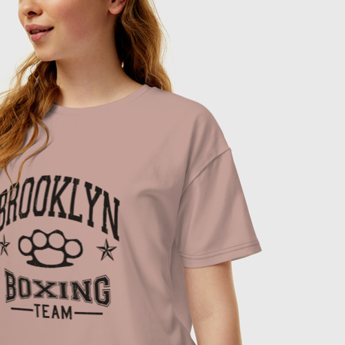 Женская футболка хлопок Oversize с принтом Brooklyn boxing, фото на моделе #1