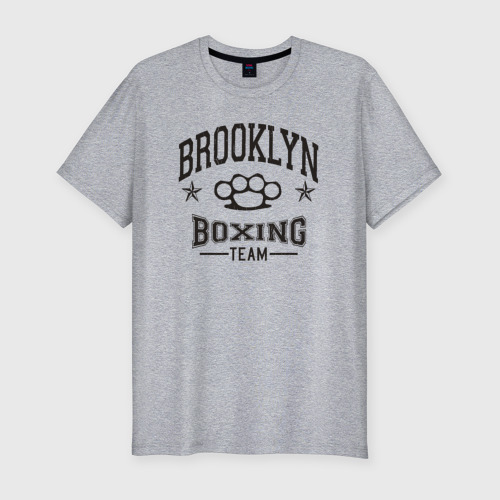 Мужская футболка хлопок Slim с принтом Brooklyn boxing, вид спереди #2