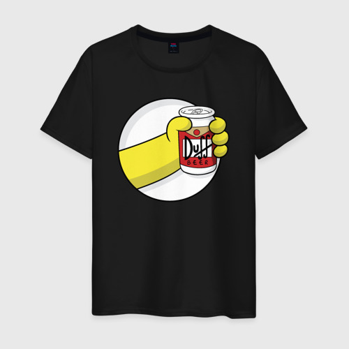 Мужская футболка хлопок с принтом Beer Duff, вид спереди #2