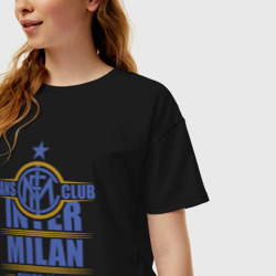 Женская футболка хлопок Oversize Inter Milan fans club - фото 2