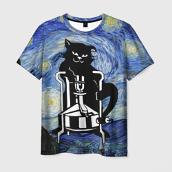Кот Бегемот на примусе в Звездной ночи – Мужская футболка 3D с принтом купить со скидкой в -26%