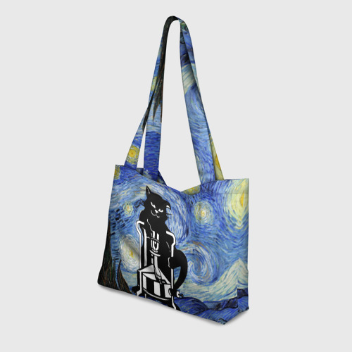 Пляжная сумка 3D Кот Бегемот на примусе в Звездной ночи - фото 3