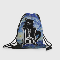 Рюкзак-мешок 3D Кот Бегемот на примусе в Звездной ночи