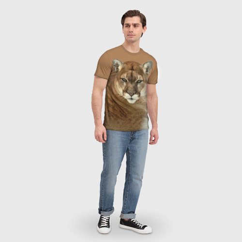 Мужская футболка 3D Пума хищница, цвет 3D печать - фото 5