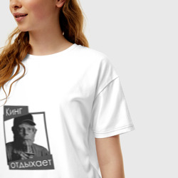 Женская футболка хлопок Oversize Стивен Кинг отдыхает - фото 2