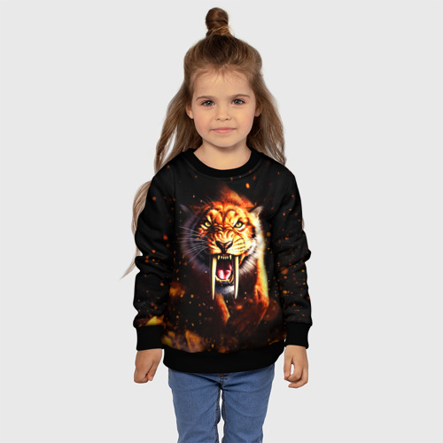 Детский свитшот 3D с принтом Саблезубый тигр, фото #4