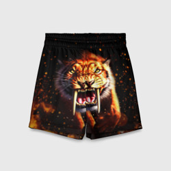 Детские спортивные шорты 3D Саблезубый тигр