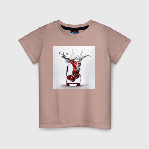 Детская футболка хлопок с принтом Вишневый коктейль, вид спереди #2