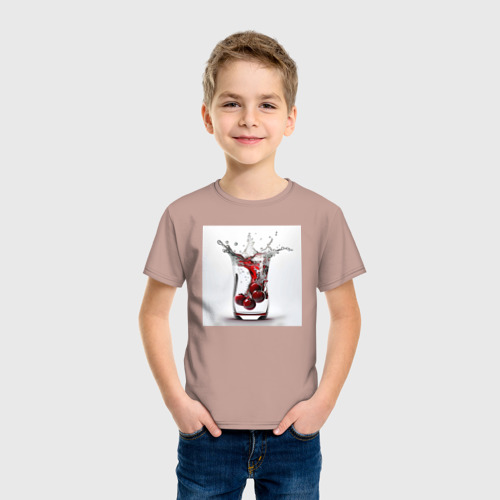 Детская футболка хлопок с принтом Вишневый коктейль, фото на моделе #1