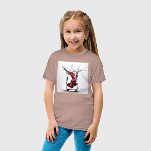 Детская футболка хлопок с принтом Вишневый коктейль, вид сбоку #3