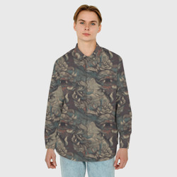 Мужская рубашка oversize 3D Тёмный фон с элементами дракона - фото 2