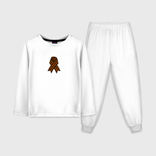 Детская пижама с лонгсливом хлопок Георгиевская лента, цвет белый