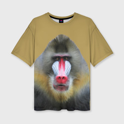 Женская футболка oversize 3D Мандрил обезьяна