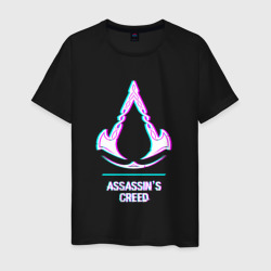 Мужская футболка хлопок Assassin's Creed в стиле glitch и баги графики