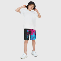 Детские спортивные шорты 3D Fortnite - neon gradient: по-вертикали - фото 2