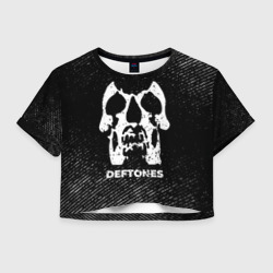 Женская футболка Crop-top 3D Deftones с потертостями на темном фоне