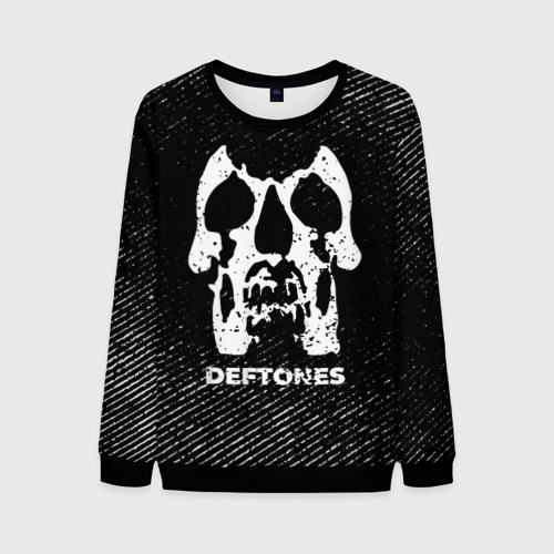 Мужской свитшот 3D Deftones с потертостями на темном фоне, цвет черный