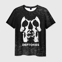 Мужская футболка 3D Deftones с потертостями на темном фоне