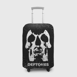 Чехол для чемодана 3D Deftones с потертостями на темном фоне