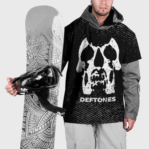 Накидка на куртку 3D Deftones с потертостями на темном фоне, цвет 3D печать