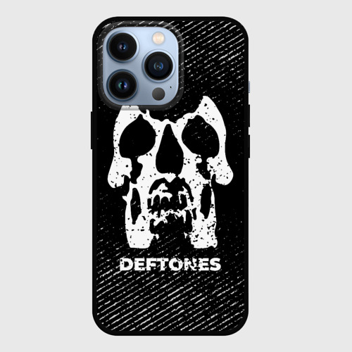 Чехол для iPhone 13 Pro Deftones с потертостями на темном фоне