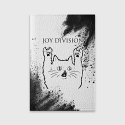 Обложка для паспорта матовая кожа Joy Division рок кот на светлом фоне