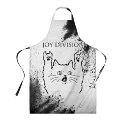 Фартук 3D Joy Division рок кот на светлом фоне