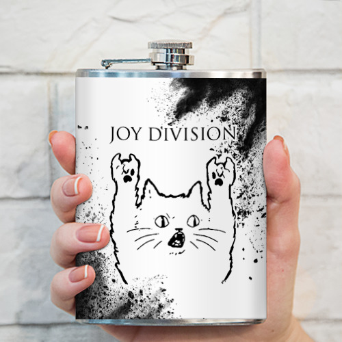 Фляга Joy Division рок кот на светлом фоне - фото 3