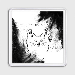 Магнит 55*55 Joy Division рок кот на светлом фоне