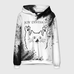 Мужская толстовка 3D Joy Division рок кот на светлом фоне