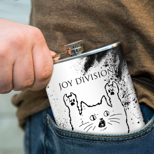 Фляга Joy Division рок кот на светлом фоне - фото 4