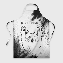 Фартук 3D Joy Division рок кот на светлом фоне