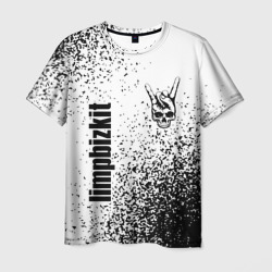 Мужская футболка 3D Limp Bizkit и рок символ на светлом фоне