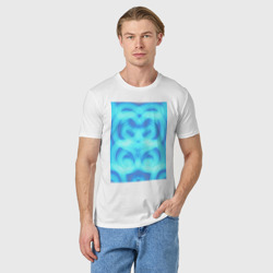 Мужская футболка хлопок Неоновая абстракция в голубом - фото 2