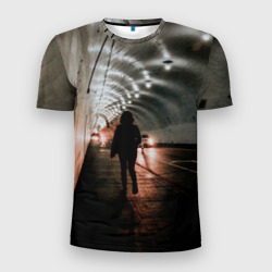 Мужская футболка 3D Slim Ночной тоннель