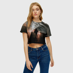 Женская футболка Crop-top 3D Ночной тоннель - фото 2