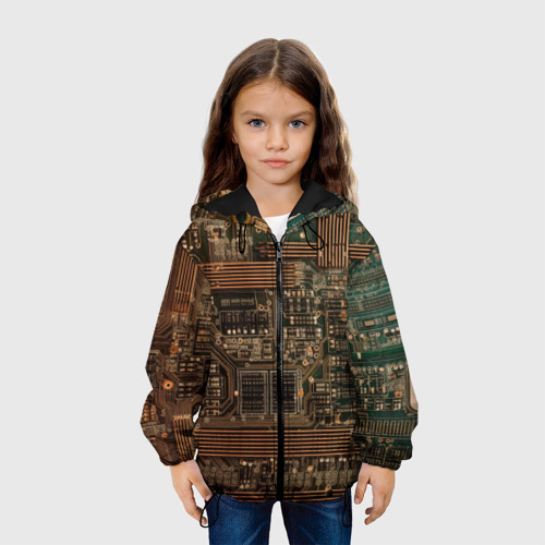 Детская куртка 3D Старая печатная плата, цвет черный - фото 4