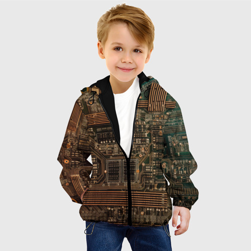 Детская куртка 3D Старая печатная плата, цвет черный - фото 3
