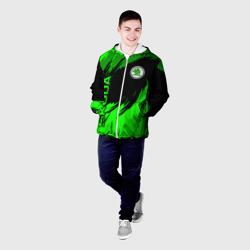 Мужская куртка 3D Шкода - зеленые штрихи - фото 2