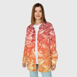 Женская рубашка oversize 3D Огненная татуировка с элементами дракона - фото 2