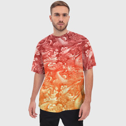 Мужская футболка oversize 3D Огненная татуировка с элементами дракона - фото 2
