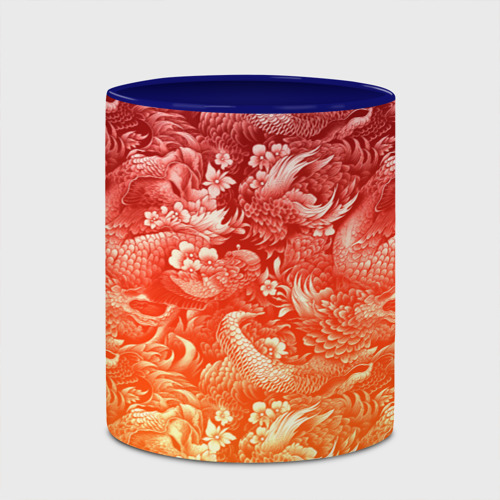 Кружка с полной запечаткой Огненная татуировка с элементами дракона, цвет белый + синий - фото 4