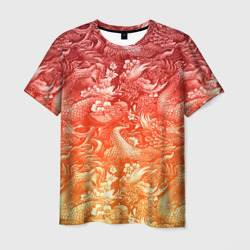 Мужская футболка 3D Огненная татуировка с элементами дракона