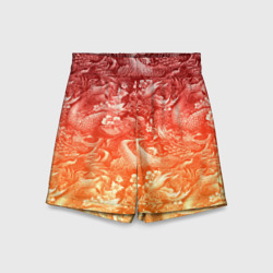 Детские спортивные шорты 3D Огненная татуировка с элементами дракона